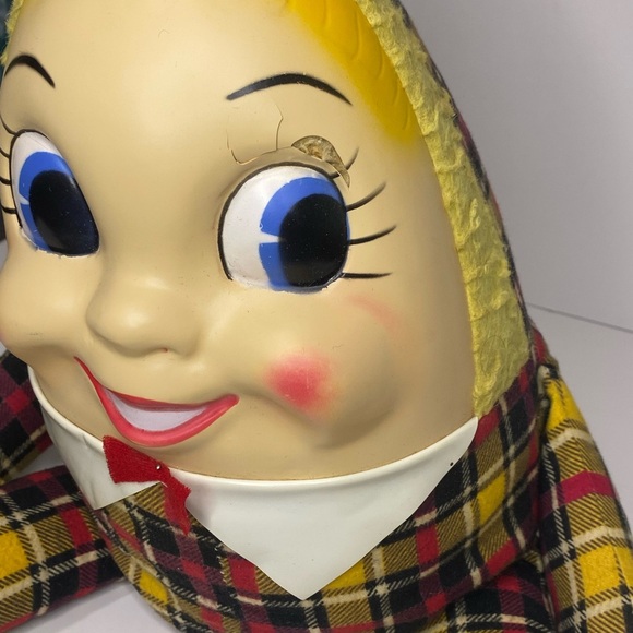 Vintage celluloid face Humpty Dumpty stuffed plush doll - Picture 2 of 11